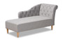Emeline Modern And Contemporary Grey Fabric Upholstered Oak Finished Chaise Lounge CFCL1-Grey/Oak-KD Chaise By Baxton Studio