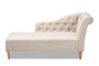 Emeline Modern And Contemporary Beige Fabric Upholstered Oak Finished Chaise Lounge CFCL1-Beige/Oak-KD Chaise By Baxton Studio