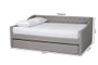 Haylie Modern And Contemporary Light Grey Fabric Upholstered Queen Size Daybed With Roll-Out Trundle Bed CF9046-Light Grey-Daybed-Q/T By Baxton Studio