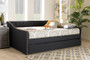 Haylie Modern And Contemporary Dark Grey Fabric Upholstered Queen Size Daybed With Roll-Out Trundle Bed CF9046-Charcoal-Daybed-Q/T By Baxton Studio
