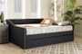 Haylie Modern And Contemporary Dark Grey Fabric Upholstered Full Size Daybed With Roll-Out Trundle Bed CF9046-Charcoal-Daybed-F/T By Baxton Studio