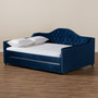 Perry Modern And Contemporary Royal Blue Velvet Fabric Upholstered And Button Tufted Queen Size Daybed With Trundle CF8940-Navy Blue-Daybed-Q/T By Baxton Studio
