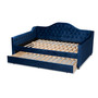 Perry Modern And Contemporary Royal Blue Velvet Fabric Upholstered And Button Tufted Full Size Daybed With Trundle CF8940-Navy Blue-Daybed-F/T By Baxton Studio