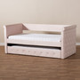 Amaya Modern And Contemporary Light Pink Velvet Fabric Upholstered Twin Size Daybed With Trundle CF8825-Light Pink-Daybed-T/T By Baxton Studio