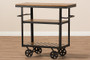 Kennedy Rustic Industrial Style Antique Black Textured Finished Metal Distressed Wood Mobile Serving Cart CA-1130 (YLX-9050) By Baxton Studio