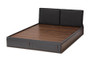 Rikke Modern And Contemporary Two-Tone Gray And Walnut Finished Wood Queen Size Platform Storage Bed With Gray Fabric Upholstered Headboard BR3QB30261-Columbia/Dark Grey-Queen By Baxton Studio