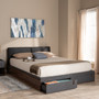Rikke Modern And Contemporary Two-Tone Gray And Walnut Finished Wood Queen Size Platform Storage Bed With Gray Fabric Upholstered Headboard BR3QB30261-Columbia/Dark Grey-Queen By Baxton Studio