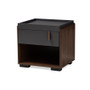 Rikke Modern And Contemporary Two-Tone Gray And Walnut Finished Wood 1-Drawer Nightstand BR3NT304-Columbia/Dark Grey-NS By Baxton Studio