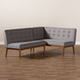 Arvid Mid-Century Modern Gray Fabric Upholstered 2-Piece Wood Dining Corner Sofa Bench BBT8051-Grey-2PC SF Bench By Baxton Studio