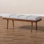 Larisa Mid-Century Modern Grayish Beige Fabric Upholstered Wood Bench BBT5364-Greyish Beige-Bench By Baxton Studio