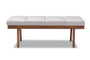 Larisa Mid-Century Modern Grayish Beige Fabric Upholstered Wood Bench BBT5364-Greyish Beige-Bench By Baxton Studio