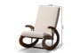 Kaira Modern And Contemporary Light Beige Fabric Upholstered And Walnut-Finished Wood Rocking Chair BBT5317-Light Beige By Baxton Studio