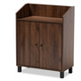 Rossin Modern And Contemporary Walnut Brown Finished 2-Door Wood Entryway Shoe Storage Cabinet With Open Shelf ATSC1614-Columbia-Shoe Cabinet By Baxton Studio