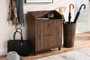 Rossin Modern And Contemporary Walnut Brown Finished 2-Door Wood Entryway Shoe Storage Cabinet With Open Shelf ATSC1614-Columbia-Shoe Cabinet By Baxton Studio