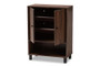 Rossin Modern And Contemporary Walnut Brown Finished 2-Door Wood Entryway Shoe Storage Cabinet ATSC1613-Columbia-Shoe Cabinet By Baxton Studio