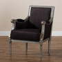 Georgette Classic And Traditional French Inspired Brown Velvet Upholstered Grey Finished Armchair With Goldleaf Detailing ASS1103-CC By Baxton Studio