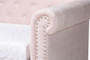 Mabelle Modern And Contemporary Light Pink Velvet Upholstered Daybed With Trundle Ashley-Light Pink-Daybed By Baxton Studio