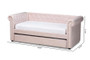Mabelle Modern And Contemporary Light Pink Velvet Upholstered Daybed With Trundle Ashley-Light Pink-Daybed By Baxton Studio