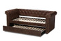 Mabelle Modern And Contemporary Brown Faux Leather Upholstered Daybed With Trundle Ashley-Brown-Daybed By Baxton Studio