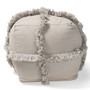 Alfro Moroccan Inspired Grey Handwoven Cotton Fringe Pouf Ottoman Alfro-Grey-Pouf By Baxton Studio