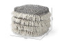 Alain Moroccan Inspired Black And Ivory Handwoven Wool Tassel Pouf Ottoman Alain-Black/Ivory-Pouf By Baxton Studio
