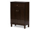 Felda Dark Brown Shoe Cabinet With 2-Door And Drawer SC864598-Wenge By Baxton Studio