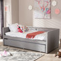 Raymond Sofa Twin Daybed With Trundle Raymond-Grey-Daybed By Baxton Studio