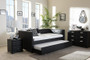 Frank Leather Tufted Sofa Twin Daybed With Trundle Frank-Black-Daybed By Baxton Studio