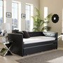 Frank Leather Tufted Sofa Twin Daybed With Trundle Frank-Black-Daybed By Baxton Studio