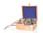 Binocular With Leather Overlay In Wood Box "ND029"
