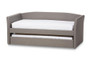 Camino Grey Fabric Daybed With Guest Trundle Bed CF8756-Grey-Day Bed By Baxton Studio