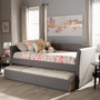 Camino Grey Fabric Daybed With Guest Trundle Bed CF8756-Grey-Day Bed By Baxton Studio