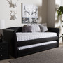 Camino Faux Leather Daybed With Guest Trundle Bed CF8756-Black-Day Bed By Baxton Studio