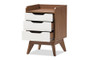 Brighton White/Walnut 3-Drawer Nightstand Brighton-Walnut/White-NS By Baxton Studio