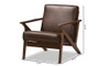 Bianca Faux Leather Lounge Chair Bianca-Dark Brown/Walnut Brown-CC By Baxton Studio