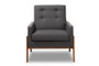 Dark Grey Fabric Upholstered Walnut Wood Lounge Chair BBT8042-Dark Grey-CC By Baxton Studio