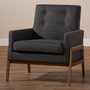 Dark Grey Fabric Upholstered Walnut Wood Lounge Chair BBT8042-Dark Grey-CC By Baxton Studio