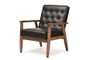 Sorrento Retro Brown Faux Leather Wooden Lounge Chair BBT8013-Brown Chair By Baxton Studio