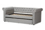 Mabelle Grey Fabric Trundle Daybed Ashley-Grey-Daybed By Baxton Studio