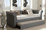 Mabelle Grey Fabric Trundle Daybed Ashley-Grey-Daybed By Baxton Studio