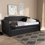 Twin Size Sofa Daybed W/ Roll Out Trundle Bed Ally-Charcoal Grey-Daybed By Baxton Studio