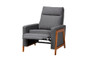 Halstein Mid-Century Modern Grey Fabric and Walnut Brown Finished Wood Lounge Chair 1706-Gray By Baxton Studio
