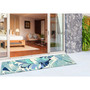 Capri Palm Leaf Indoor/Outdoor Rug Blue 24"X8' "Capr8166803"