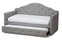 Grey Fabric Upholstered Daybed With Trundle WA5011-Gray-Daybed By Baxton Studio