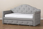 Grey Fabric Upholstered Daybed With Trundle WA5011-Gray-Daybed By Baxton Studio