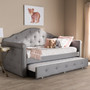 Grey Fabric Upholstered Daybed With Trundle WA5011-Gray-Daybed By Baxton Studio
