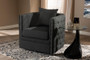 Modern And Contemporary Upholstered Tufted Swivel Chair TSF7718-Grey-CC By Baxton Studio