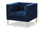 Zanetta Luxe And Glamour Lounge Chair TSF-7723-Navy/Gold By Baxton Studio