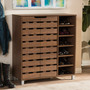 Shirley Walnut Medium 2-Door Shoe Cabinet With Open Shelves SR-002-Walnut By Baxton Studio