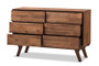 Sierra Brown Wood 6-Drawer Dresser Sierra-Rain Oak-Dresser By Baxton Studio